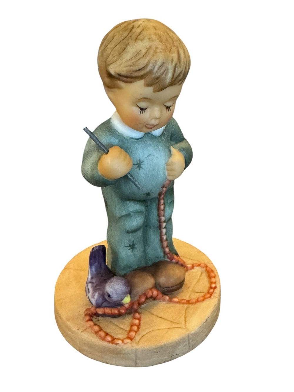 Hummel One More Berry Boy Miniature Figurine in Teal Pajamas